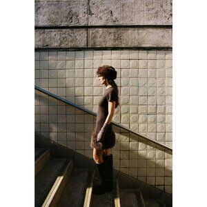 ZARA KNIT DRESS WITH FAUX FUR DETAIL